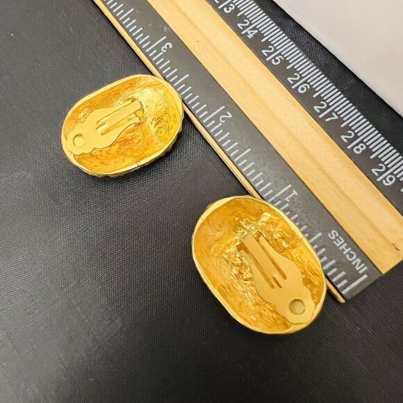 Vintage Large Brutalist Modernist Micro Thorns Earrings Clip On Gold Spiky 1115 - Picture 8 of 9